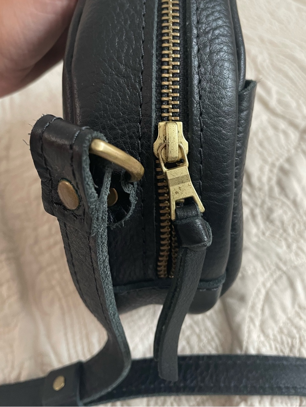 Portland Leather Circle Crossbody Bag - Black - Picture 5 of 6